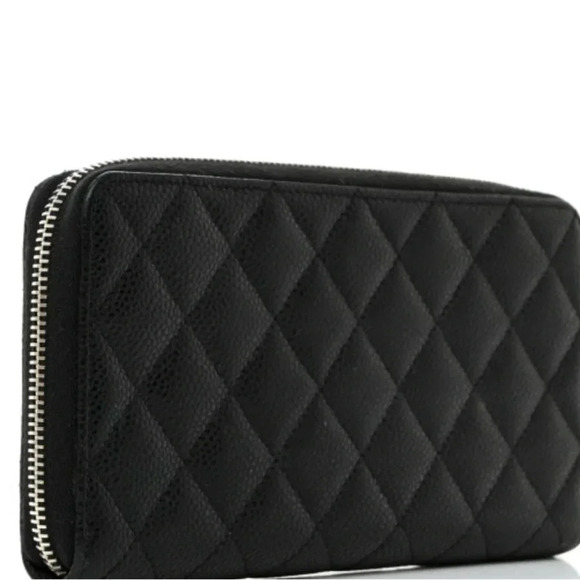 CHANEL Caviar Quilted Large Gusset Zip Around Wallet Black - Picture 3 of 13